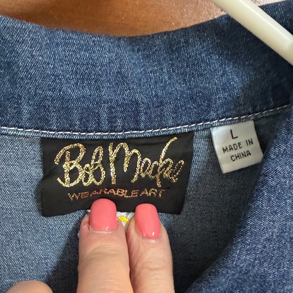 Bob Mackie Denim Jacket with Floral Accents Size Large - Picture 2 of 6